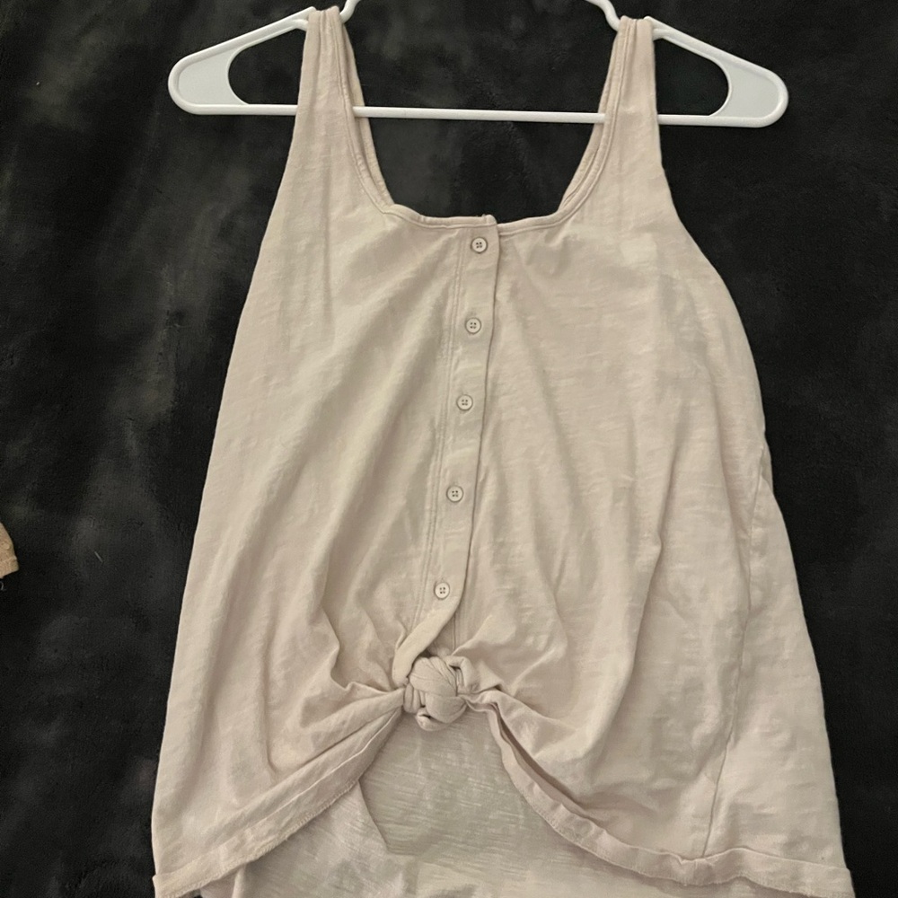 Women's Cream Button-Front Tank Top